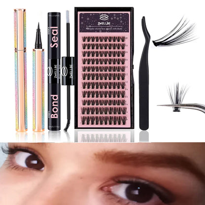 Lash Bond, Seal, and Remover Kit – Waterproof Cluster Eyelash Glue, Strong Hold, Fast Removal for DIY Extensions