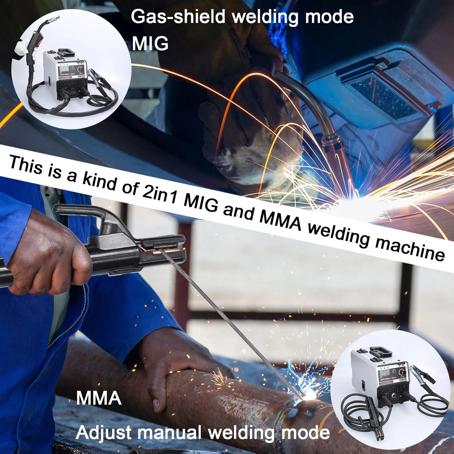 120A 2-in-1 MIG MMA Welder - Portable IGBT Inverter Gasless CO2 Welding Machine