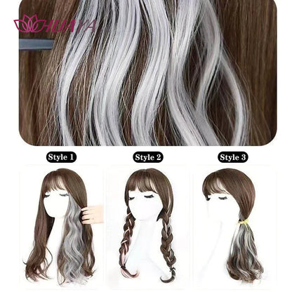 HUAYA 18" Synthetic Clip-In Colorful Curly Hair Extension – Ombre Pink Purple Red Blue Hair Piece