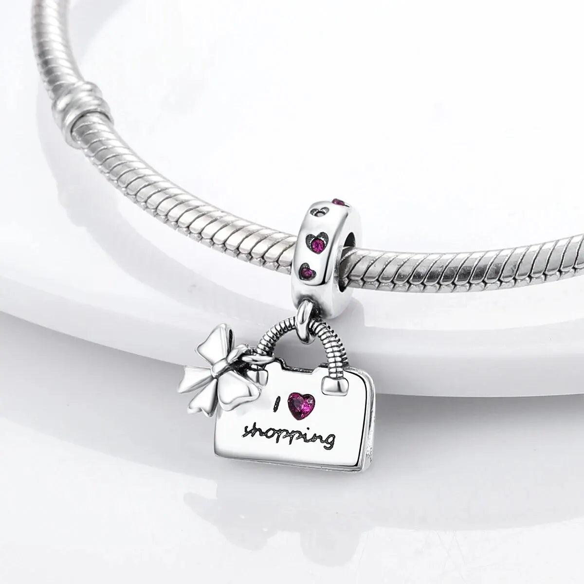 MULA Silver-Plated Sunflower & Four-Leaf Clover Dangle Charms - DIY 3MM Snake Chain Bracelet