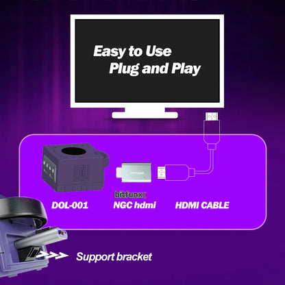 Bitfunx GC2HDMI Adapter – Digital AV to HDMI Converter for Nintendo GameCube NGC DOL-001 Console