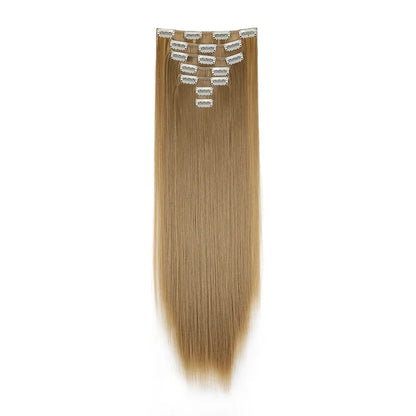 WIGSIN 24 Inch Synthetic Hair Extensions - 7PCS Long Straight Clip-In Hairpieces for Women in Black and Blonde Styles