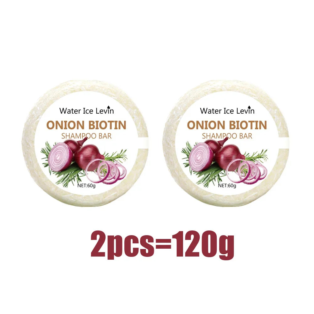 Onion & Biotin Shampoo Soap Bar 60g with Rosemary Extract for Moisturizing Hair Care