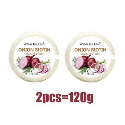Onion & Biotin Shampoo Soap Bar 60g with Rosemary Extract for Moisturizing Hair Care