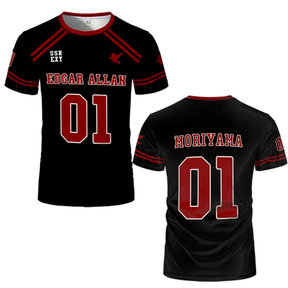 Foxhole Court Lacrosse Jersey - 3D Edgar Allan Ravens Cosplay T-Shirt for Kids and Fans
