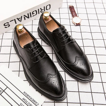Men’s Classic Leather Brogue Dress Shoes - Formal Office, Wedding & Casual Business Shoes for Men