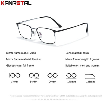 Prescription Titanium Eyeglasses - Blue Light Blocking Reading Glasses for Men & Women Myopia Optical Frames