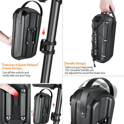 NEWBOLER Electric Scooter Storage Bag - 3L/5L EVA Hard Shell Hanging Bag with Quick Release for Folding Bikes & Scooters