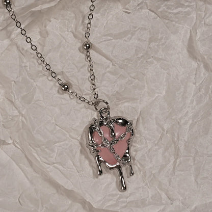 Y2K Cross Love Pendant Necklace - Sweet Cool Girl Personalized Jewelry for Everyday Wear