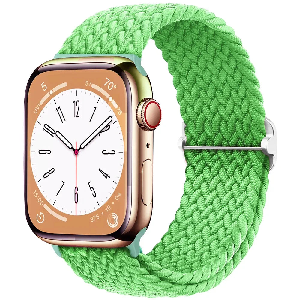 Braided Solo Loop Apple Watch Ultra Band – Elastic Nylon Sport Bracelet for iWatch SE, Series 3–9 (38mm–49mm) Strap