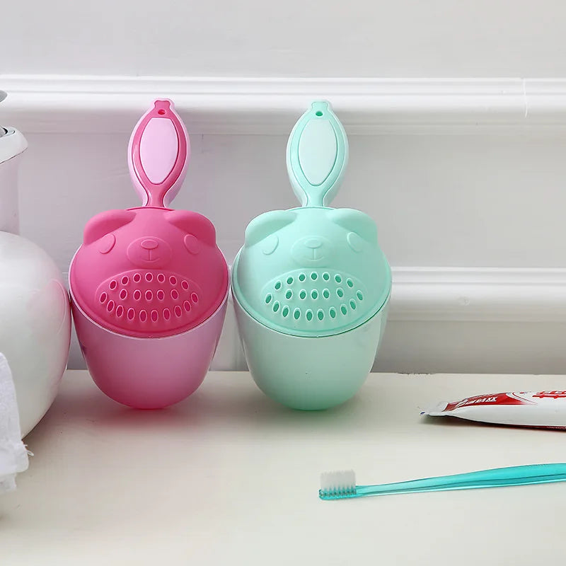 Baby Cartoon Bear Bath Cup - Cute Newborn Shower Rinse Spoon for Kids Shampoo & Bathing