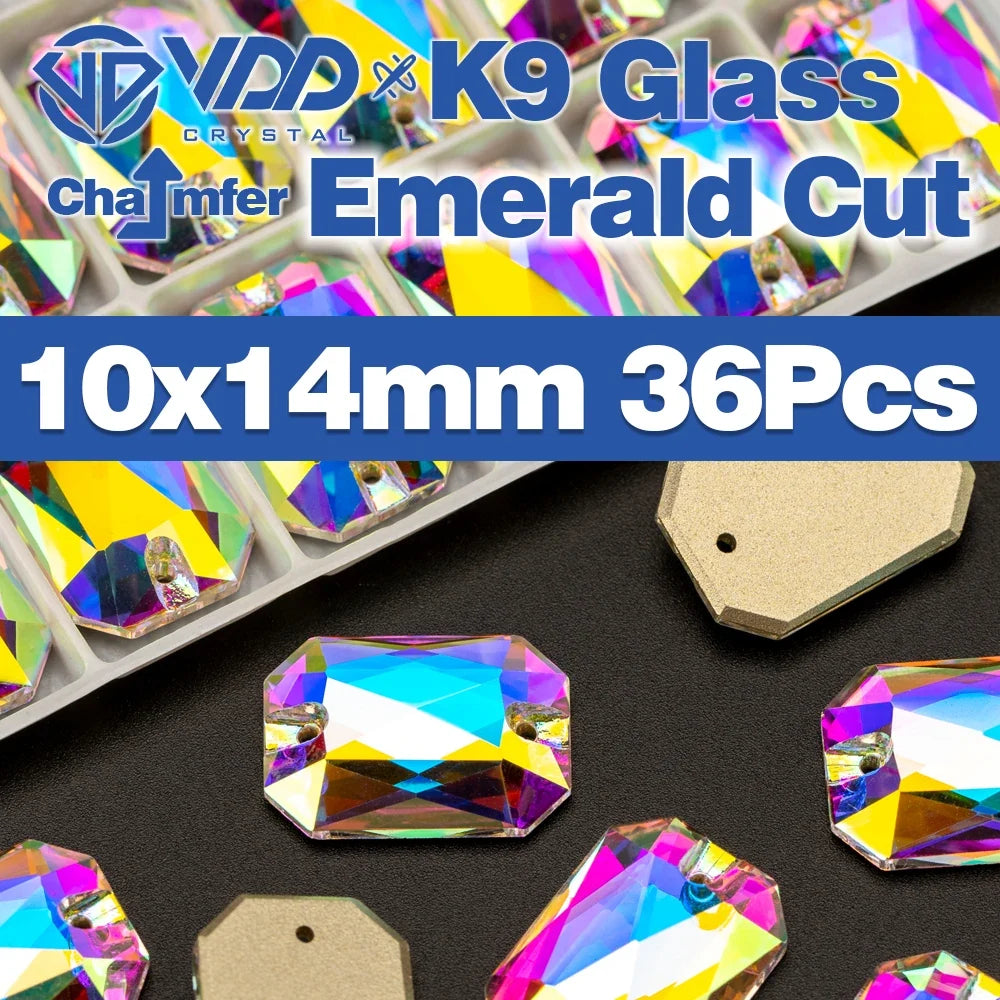AAAAA K9 Glass Sew-On Rhinestones - AB Crystal Flatback Stones for Wedding Dress & Clothing Accessories