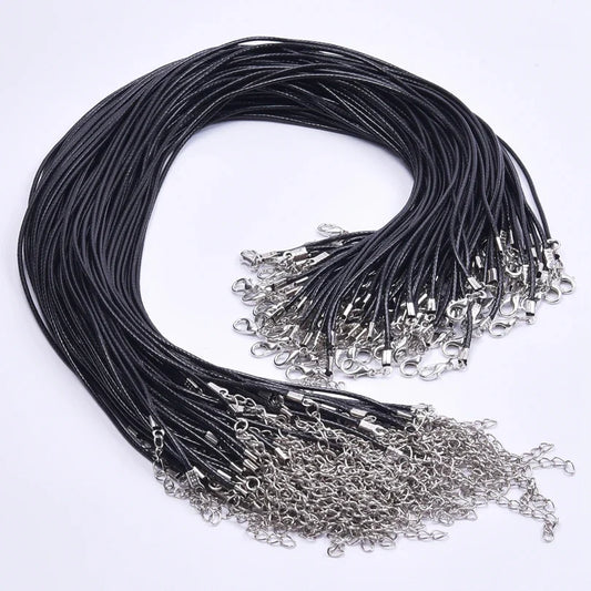 10/20/30pcs 50cm Leather Rope Chain Necklaces – Adjustable Braided Wax Cord with Lobster Clasp for Women and Men