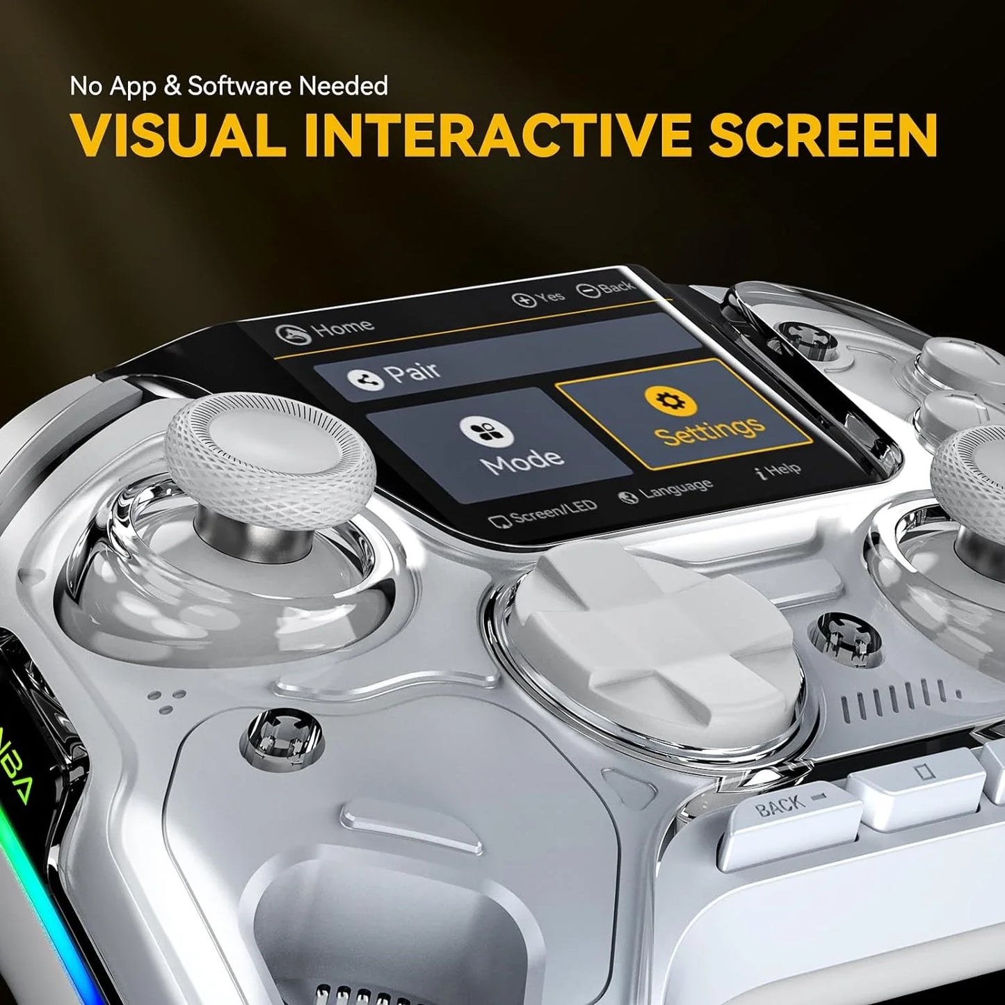 Interactive Wireless Gaming Controller with RGB Light & Hall Effect Stick – Switch/PC/iOS/Android, 1800mAh with Charging Dock