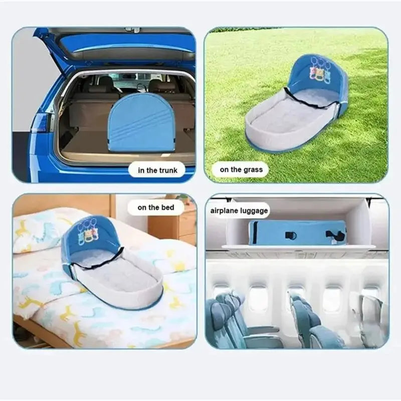 Foldable Baby Travel Crib - Anti-Crush Portable Bed with Mosquito Net & Comfortable Mattress for Newborns