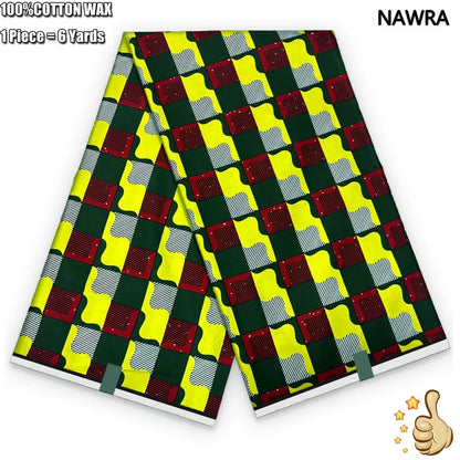 100% Cotton African Real Wax Fabric - Ankara Batik Pagne Sewing Material for Women's Dresses