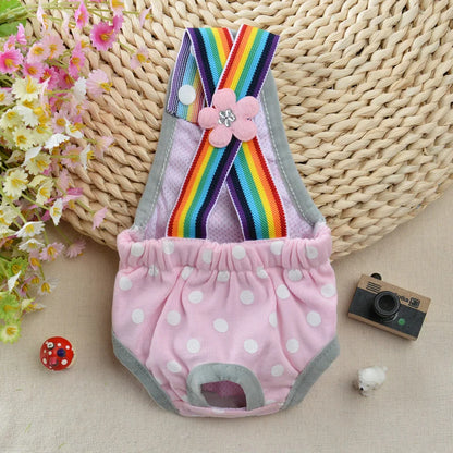 Pet Denim Female Panties - Adjustable Strap Dog Cat Shorts Anti-Harassment Safety Underwear for Small Pets