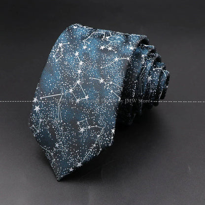 Men’s Wedding Floral Necktie - Wave Fireworks Meteor Flower Design Tie for Groom, Business & Formal Accessories Gift