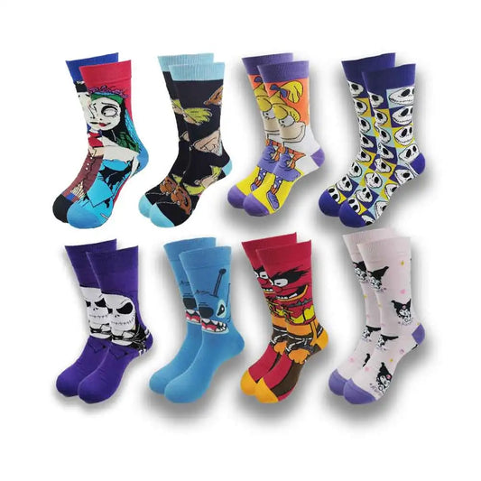 Cartoon Animation Fashion Socks for Men & Women – Autumn Winter Street Style Trendy Casual Combed Cotton Socks