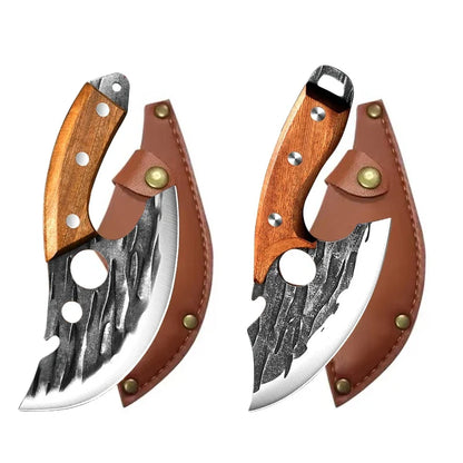 Multifunctional Stainless Steel Kitchen Knife - Forged Meat Cleaver Boning Knife with Bottle Opener and Protective Cover