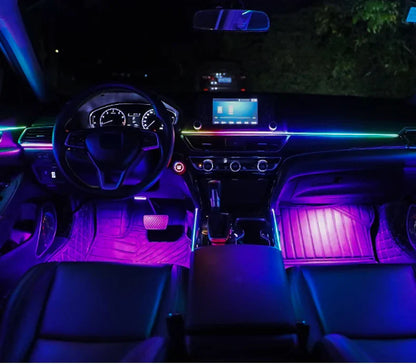 10/14/18-in-1 LED Car Ambient Lights – 213 64 Color RGB Bluetooth Rainbow Acrylic Strips, Atmosphere Lamp Kit 12V