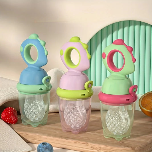 Dinosaur Baby Fruit Feeder - Silicone Rotating Fresh Food Teether & Safe Feeding Tool for Kids