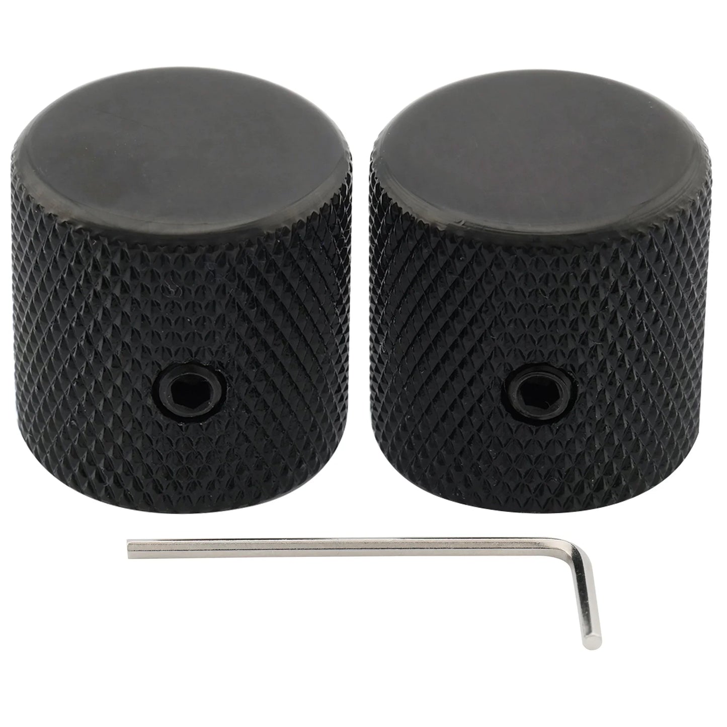 Musiclily Pro Steel Guitar Knobs - 1/4 Inch Fine Knurled Flat Top Control Knobs with Set Screws for Bass & Electric Guitar
