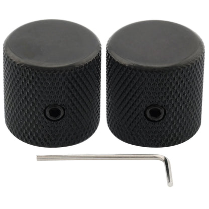 Musiclily Pro Steel Guitar Knobs - 1/4 Inch Fine Knurled Flat Top Control Knobs with Set Screws for Bass & Electric Guitar