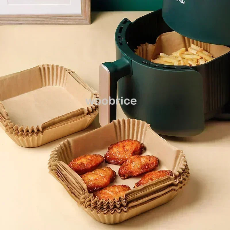 Disposable Air Fryer Liners Non-Stick Parchment Baking Paper for Air Frying, Roasting & Microwave Use