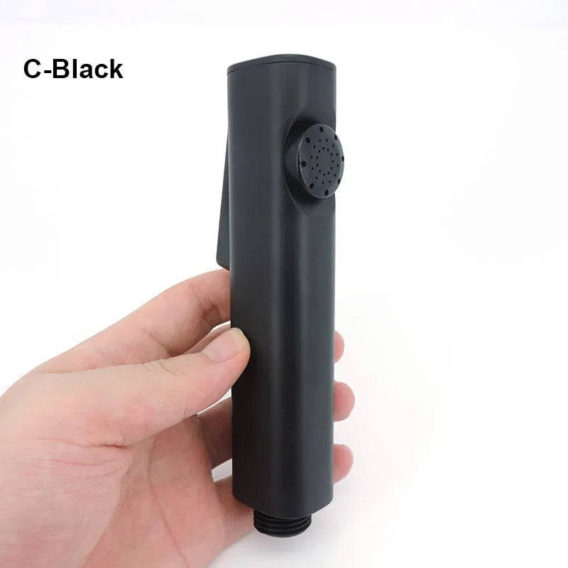 White Silver ABS Toilet Bidet Sprayer - Self-Cleaning Handheld Bathroom Shower Head with Faucet Nozzle, Hose & Holder Set