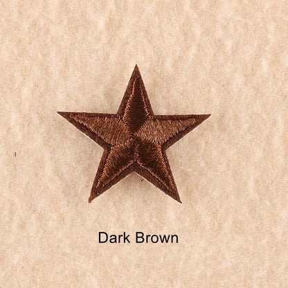 10Pcs Mini Star Embroidery Iron-On Patches – DIY Clothing Appliques Pentagram Stickers for Jackets, Jeans & Bags (Black, White, Gold)
