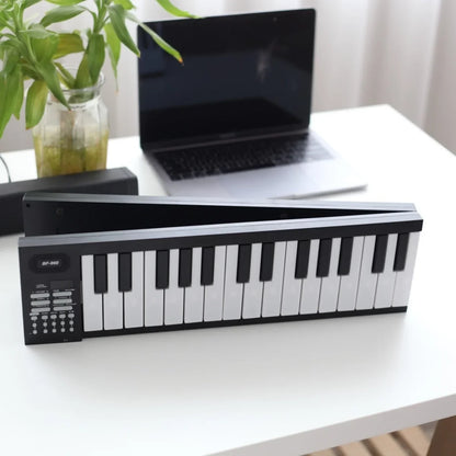 61 Key Foldable Electronic Piano - Portable Keyboard with LED Display, Built-In Battery & Musical Instrument Features