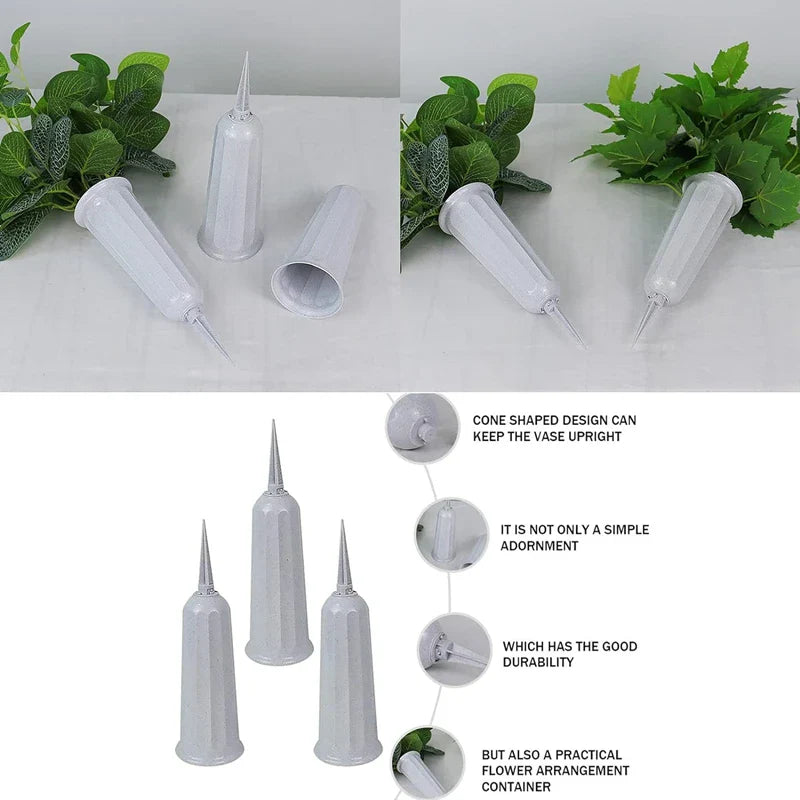 2/1PC Cemetery Vase with Spikes – Plastic Floral Vase Holder for Gravestone, Outdoor Flower Marker Decorations for Graves