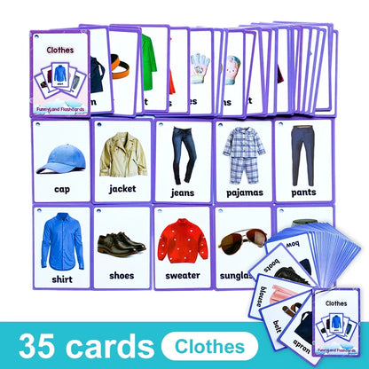 Kids English Vocabulary Flashcards - 26 Themes Fruits Animals Vehicles & Learning Activity Cards