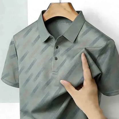 Men's Striped Print Polo Shirt - Short Sleeve Lapel Collar Casual Golf Business Top