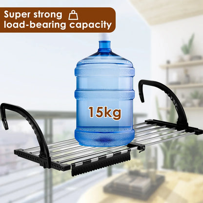 Foldable Radiator Drying Rack - Extendable Stainless Steel Clothes Hanger 42-72cm for Shoes, Towels & Balcony Drying