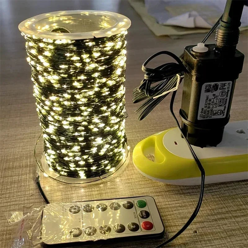 1000 LED Green Wire Fairy String Lights | Waterproof Christmas Tree & Holiday Decor, US/EU Plug 110V/220V