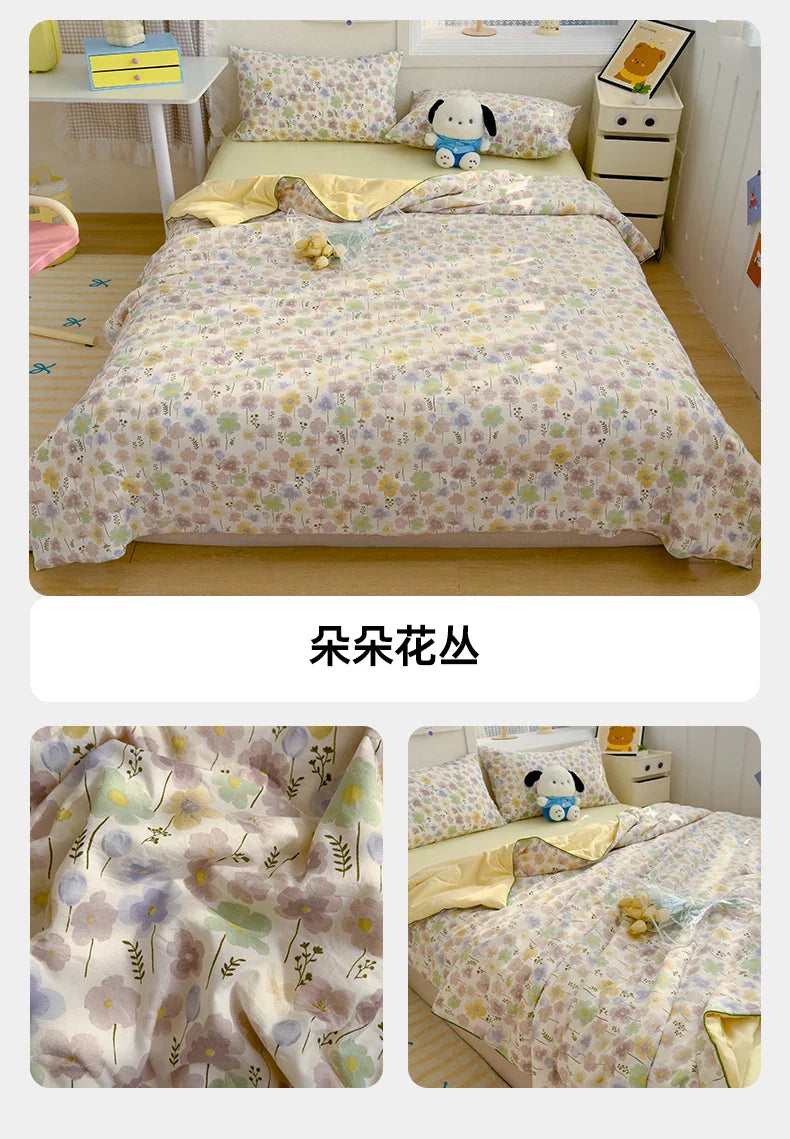 Washed Double Gauze Quilt – Lightweight Summer Comforter with Soya Fibre Filling, Soft & Breathable for Queen Size