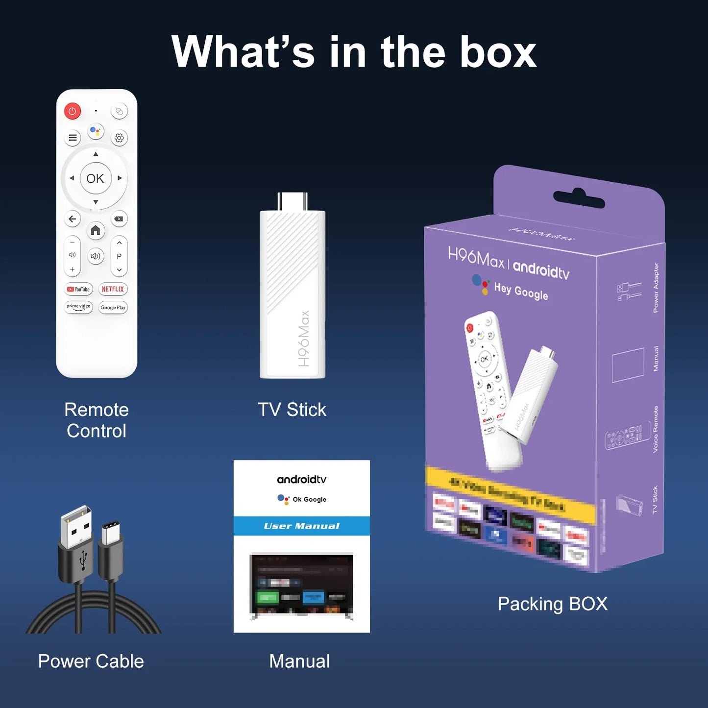 H96 MAX Android TV Stick Allwinner H313 | 4K 3D HDR, 8GB/16GB, Dual WiFi 2.4G/5G/6, Google Voice Remote
