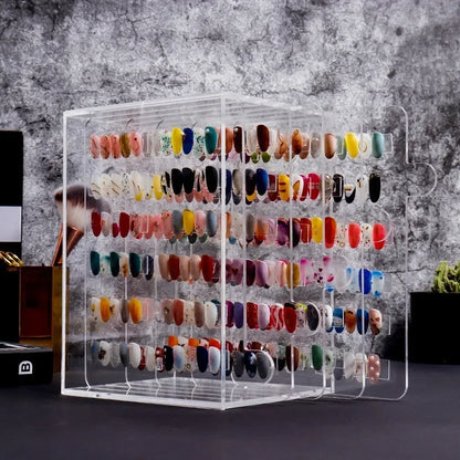 5 Layer Acrylic Nail Display Stand - Transparent Dustproof Manicure Color Card Holder for Salon & Home Use