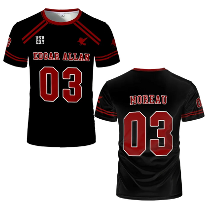 Foxhole Court Lacrosse Jersey - 3D Edgar Allan Ravens Cosplay T-Shirt for Kids and Fans