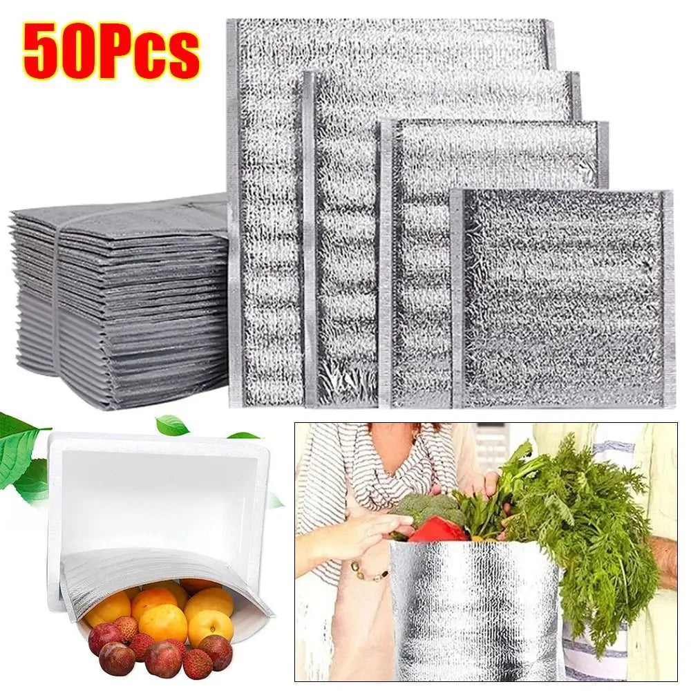 Aluminum Foil Cooler Bag – Insulated Folding Thermal Picnic Bag, Portable Food and Drink Delivery Carrier
