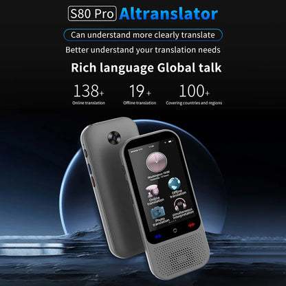 S80 Pro Portable Language Translator Device - 138 Languages, Voice & Offline Translation, ChatGPT Function