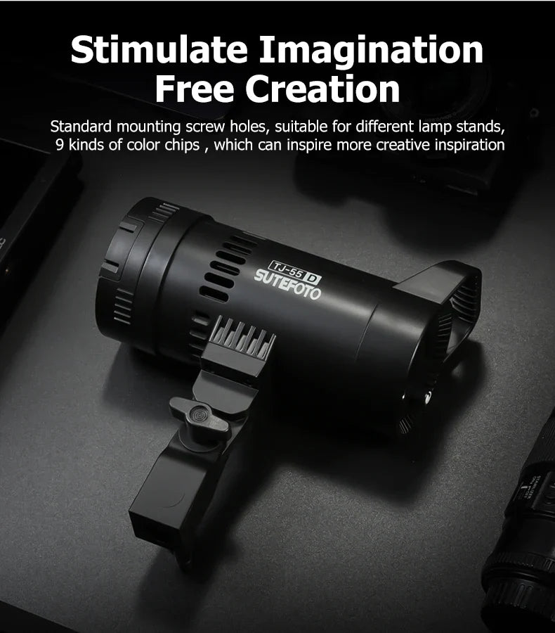 Sutefoto TJ55 Bi-Color LED Video Light - 55W COB Photographic Light, 3200K-5600K, Portable Fill Light for Video & Live Streaming