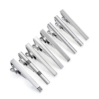 Men's Tie Clip & Cufflink Set - 7/8/10 Piece Luxury Gift Box Jewelry for Weddings & Formal Wear