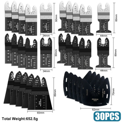 Tooth Oscillating Saw Blade Kit - 10-39PCS Carbide Multitool Blades for Wood PVC & Metal Cutting