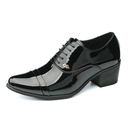 Premium Leather Men’s Slip-On Loafers - Business Casual Wedding Plaid Design Height Increasing Shoes