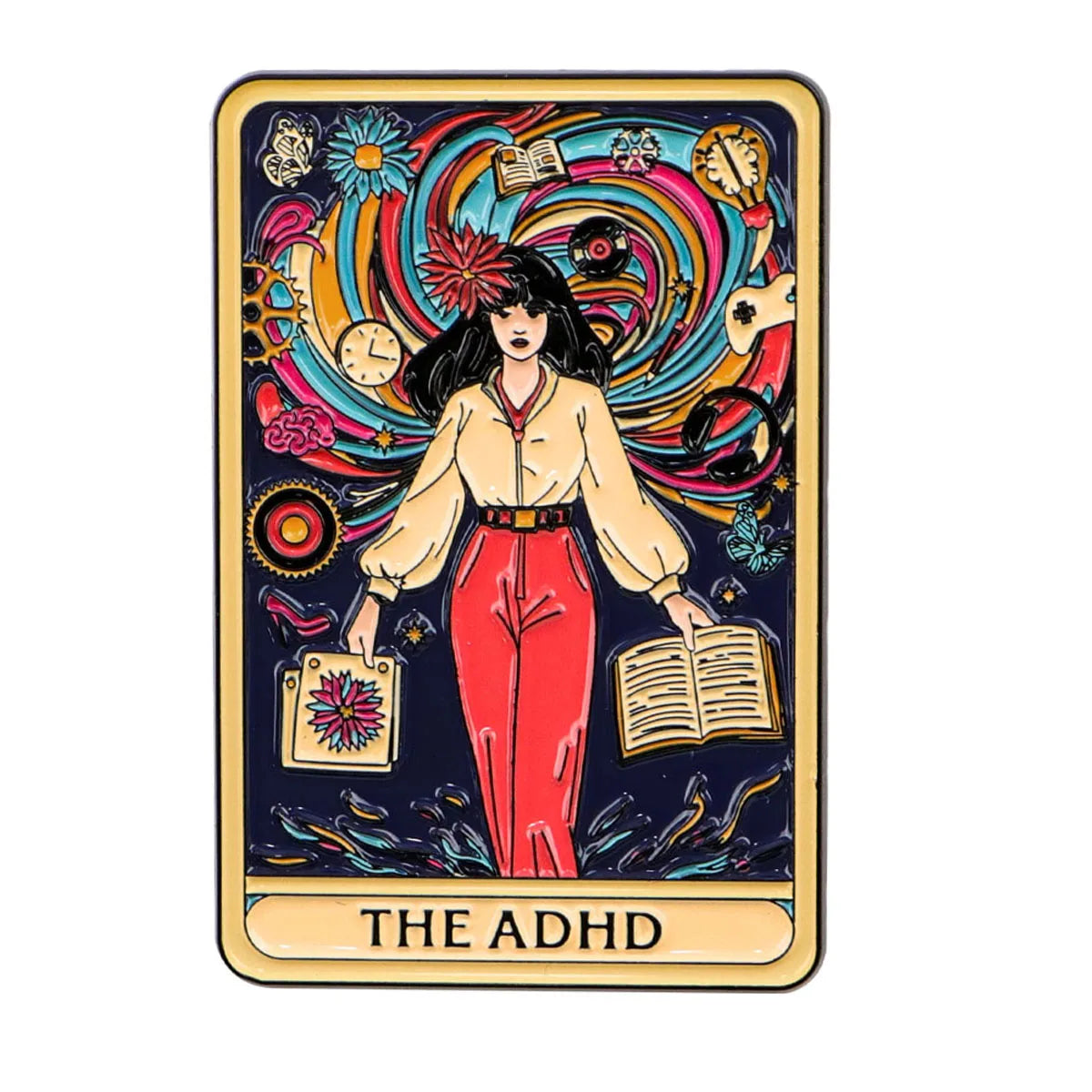 ADHD Mental Health Awareness Enamel Pin – Art Lapel Brooch for Backpack, Clothing & Accessories, Fashion Jewelry Gift