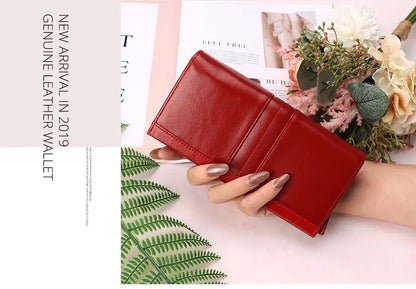 Women’s Genuine Leather Clutch Wallet – RFID Blocking Phone Purse with Zipper Pocket & Card Holder