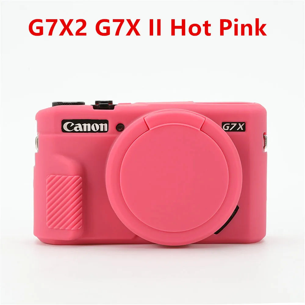 Canon G7X Silicone Camera Case - Soft Rubber Shockproof Body Cover with Lens Cap for G7X Mark II III G7XII G7X2 G7XIII G7X3